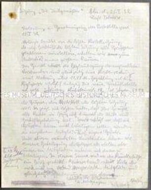 Handschriftliches Protokoll einer Mitgliederversammlung der Künstlervereinigung "Die Zeitgemäßen" (Die Abstrakten) - Sachkonvolut