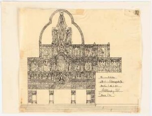 Kirche mit Innenausstattung und Pfarrhaus, Schlesiengrube: Ansicht des Hochaltars 1:20