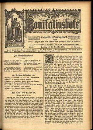 Erste Ausgabe vom Sonntag, den 15. November 1903.