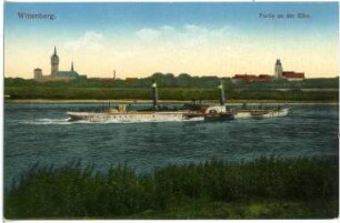 Wittenberg. Elbe mit Schlepper