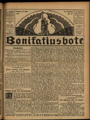 Erste Ausgabe vom Sonntag, den 27. Juni 1926.