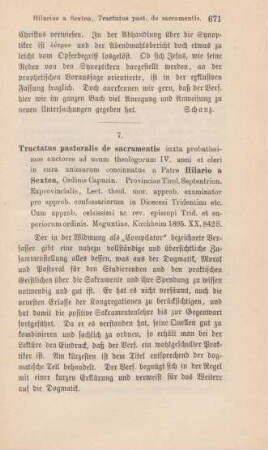 671-673 [Rezension] Tractatus Pastoralis de Sacramentis