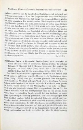 127-128 [Rezension] Conte von Coronata, Matthäus, Institutiones iuris canonici ad usum utriusque cleri et scholarum