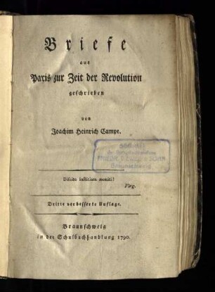 Briefe aus Paris zur Zeit der Revolution geschrieben