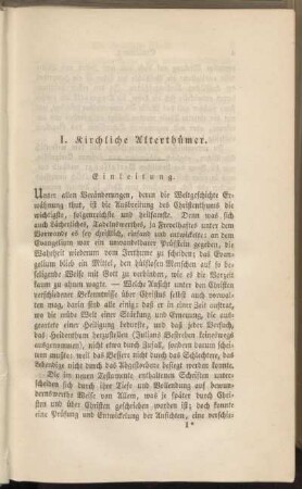 I. Kirchliche Alterthümer.
