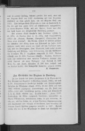Zur Geschichte der Beginen in Hamburg.