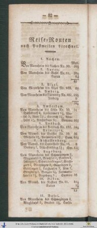 Reise-Routen nach Postmeilen berechnet.