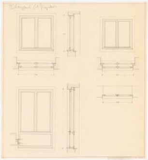 Rittberg Krankenhaus, Berlin-Lichterfelde Um- und Neubau: Fenster: Grundriss, Ansicht, Schnitt