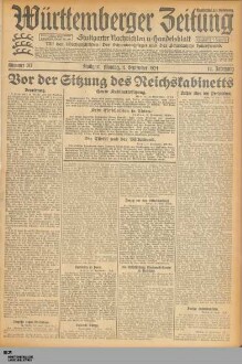 Württemberger Zeitung : das nationalsozialistische Morgenblatt in Stuttgart : WLZ, Württembergische Landeszeitung