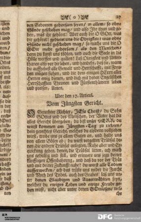 Uber den 17. Articul. Vom Jüngsten Gericht.