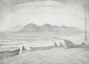 Italien, Strand mit drei Booten