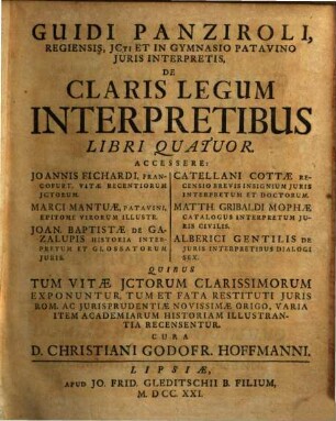 Guidi Panziroli De claris legum interpretibus : libri quatuor