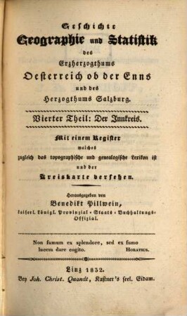 Geschichte, Geographie und Statistik des Erzherzogthums ob der Enns, 4. Der Innkreis. - 1832