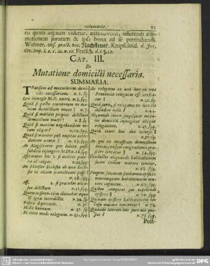 Cap. III. De Mutatione domicilii necessaria