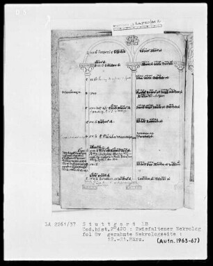 Necrologium Zwiefaltense — Gerahmte Nekrologseite, Folio 8verso