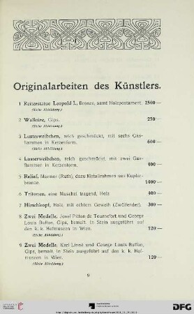 Originalarbeiten des Künstlers (Nr. 1-62)