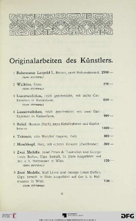 Originalarbeiten des Künstlers (Nr. 1-62)