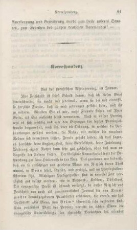 61-63 Korrespondenz aus Rheinpreußen