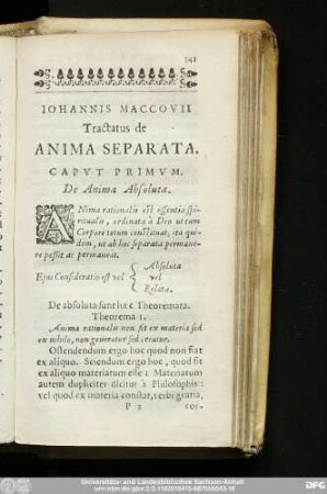 Caput Primum. De Anima Absoluta.