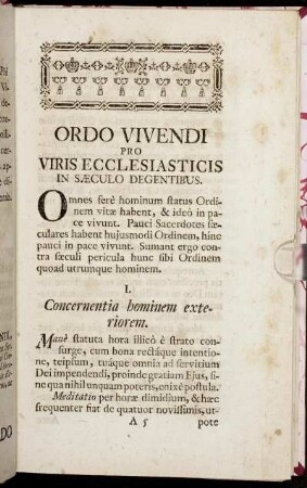 Ordo Vivendi pro Viris Ecclesiasticis in Sæculo Degentibus.