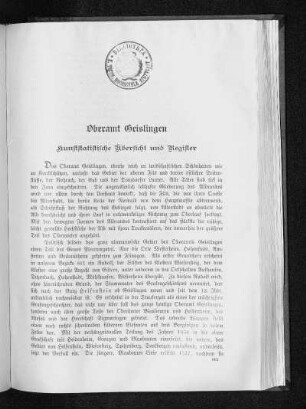 Oberamt Geislingen. Kunststatistische Übersicht und Register.