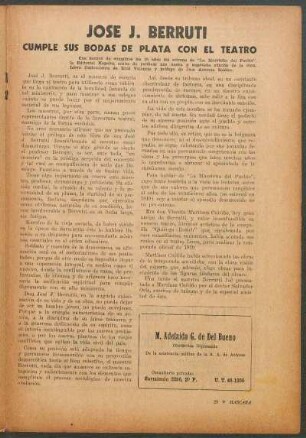 Jose J. Berruti : Cumple sus bodas de plata con el teatro