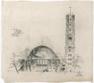 Gsaenger, Gustav; Kassel (Hessen); Kreuzkirche, Wiederaufbau - Südseite (Ansicht)