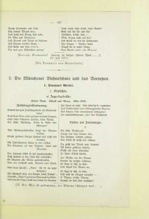 D. Die Münchener Dichterschule und das Versepos