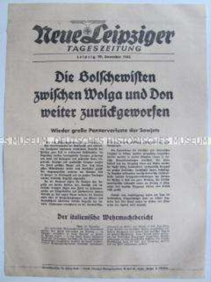 Extrablatt der "Neuen Leipziger Tageszeitung" u.a. zum italienischen Wehrmachtsbericht