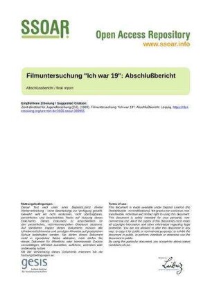 Filmuntersuchung "Ich war 19": Abschlußbericht