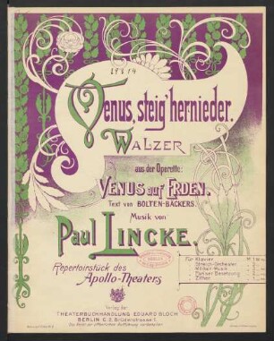 Venus, steig' hernieder : Walzer aus der Operette: Venus auf Erden