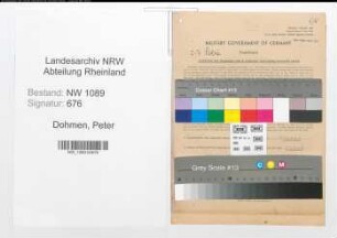 Entnazifizierung Peter Dohmen , geb. 23.02.1921 (Polizist)