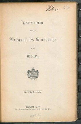 Vorschriften über die Anlegung des Grundbuchs in der Pfalz