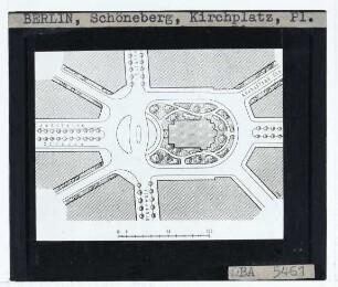 Berlin-Schöneberg, Bayerischer Platz : Lageplan (noch mit gepl. Kirche)