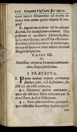 Caput XII. De Partibus corporis humani continentibus, iisque similaribus.