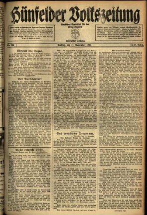 Ausgabe vom Freitag, den 11. November 1921.