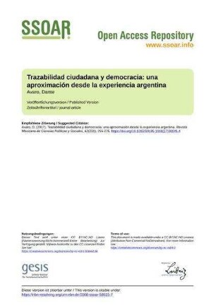 Trazabilidad ciudadana y democracia: una aproximación desde la experiencia argentina