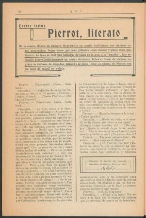 Teatro intimo - Pierrot, literato