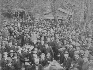 Maifeier 1890 im Garten der Gaststätte 'Schweizerei' in Dresden-Loschwitz