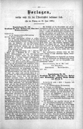 Vorlagen welche nicht für die Oeffentlichkeit bestimmt sind. No. 12. (228-245), 13. Juni 1906