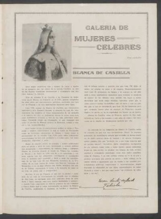 Galería de mujeres célebres: Blanca de Castilla