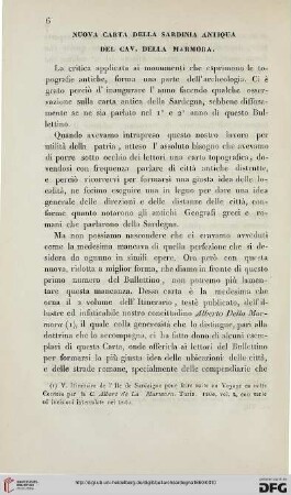 6: Nuova carta della Sardinia antiqua del Cav. della Marmora