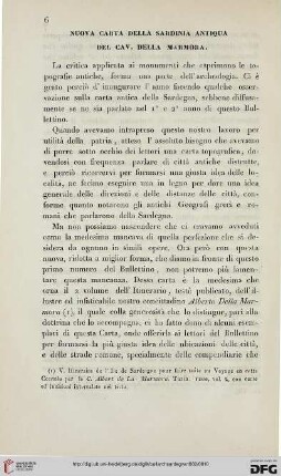 6: Nuova carta della Sardinia antiqua del Cav. della Marmora