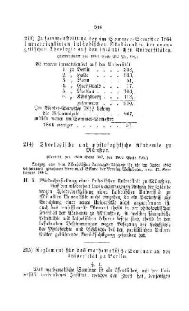Theologische und philosophische Akademie zu Münster : [II. Akademien und Universitäten]