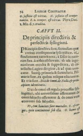 Caput II. De principiis directivis & perfectivis syllogismi.