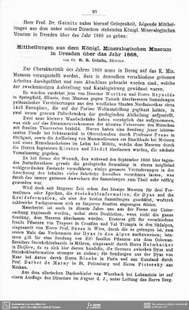 Mittheilungen aus dem Königl. Mineralogischen Museum in Dresden über das Jahr 1868