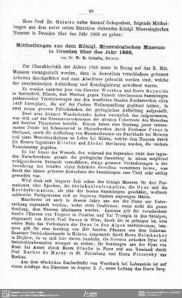 Mittheilungen aus dem Königl. Mineralogischen Museum in Dresden über das Jahr 1868
