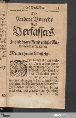 Die Andere Vorrede Deß Verfassers [...].