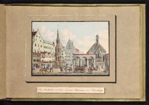 Der Marktplatz mit dem schönen Brunnen in Nürnberg. - Hauptmarkt, Nürnberg; Schöner Brunnen, Nürnberg