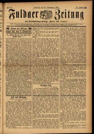 Erste Ausgabe vom Sonntag, den 30. September 1894.